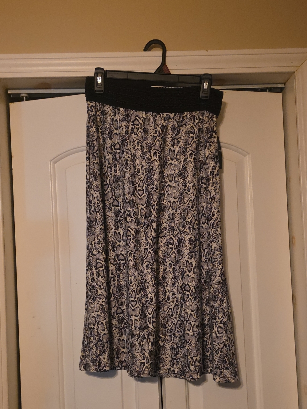 Robert Louis Black and White Snake-Print Maxi Skirt